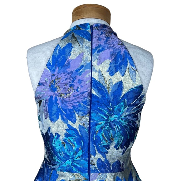 Belle Badgley Mischka Formal Floral Tapestry Dress With Metallic Thread 6 EUC - Picture 7 of 16